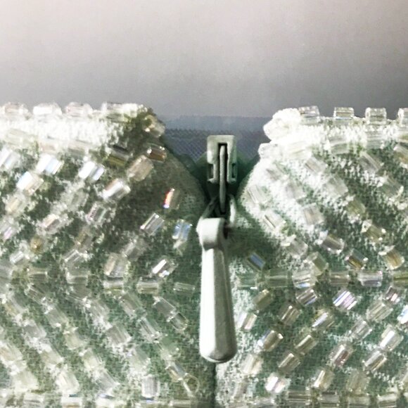 Rare Vintage Mint Green Beaded Cocktail Dress by Frank Usher - NWT size US16 - Picture 8 of 10